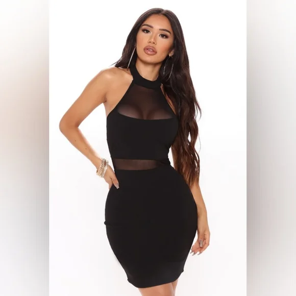 Fashion Nova Black Mesh Dress - Picture 2 of 5